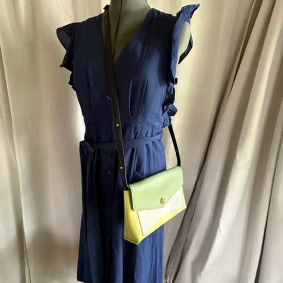 Y2K Anne Klein Colorblock Crossbody Shoulder Purse – Retro, Lion Emblem Closure - Picture 3 of 12